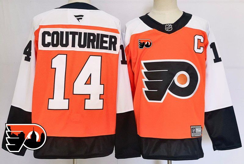 Men Philadelphia Flyers #14 Couturier Orange Fanatics 2025 NHL Jersey style 4